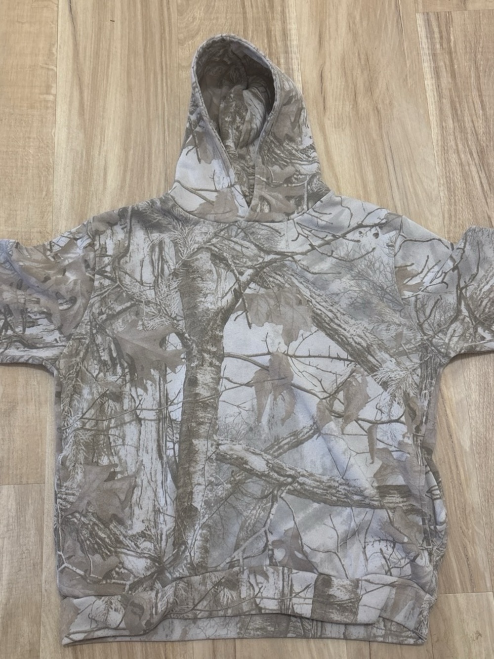 Camouflage Hooded Sweatshirt in Tan and Gray